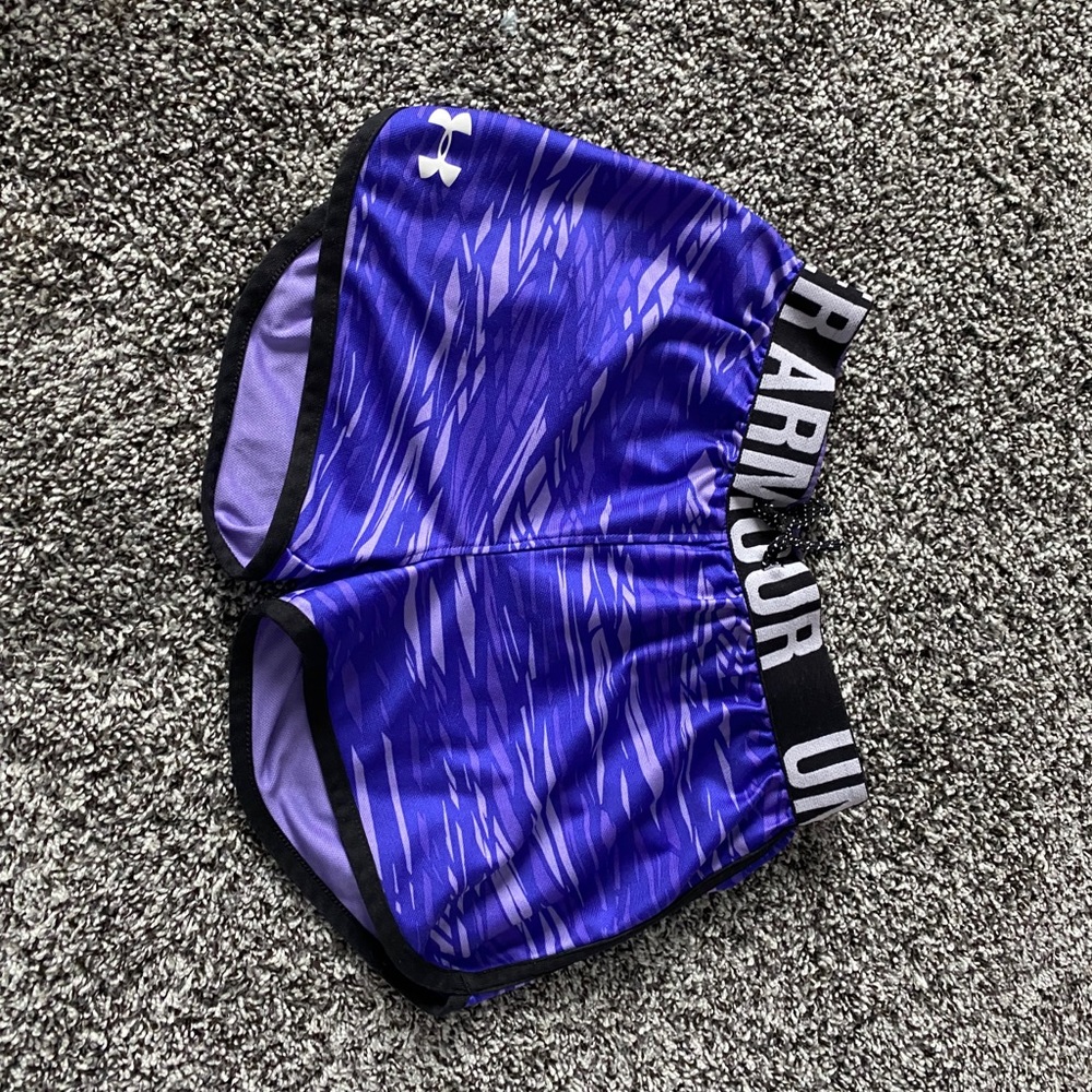 Purple Under armour shorts with black waste band